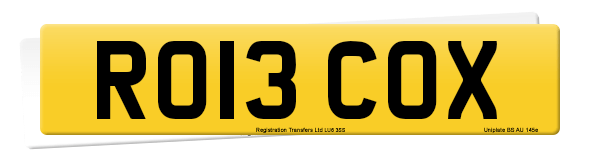 Registration number RO13 COX